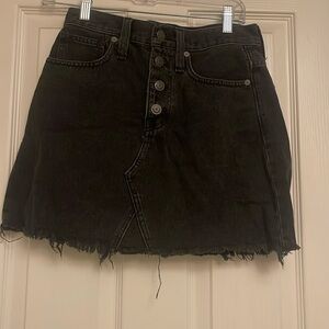 Madewell high waisted raw hem black denim skirt, size 25